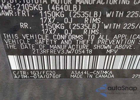 2018 Toyota Rav4 Xle z USA, uszkodzony, nr VIN 2T3RFREV3JW705418